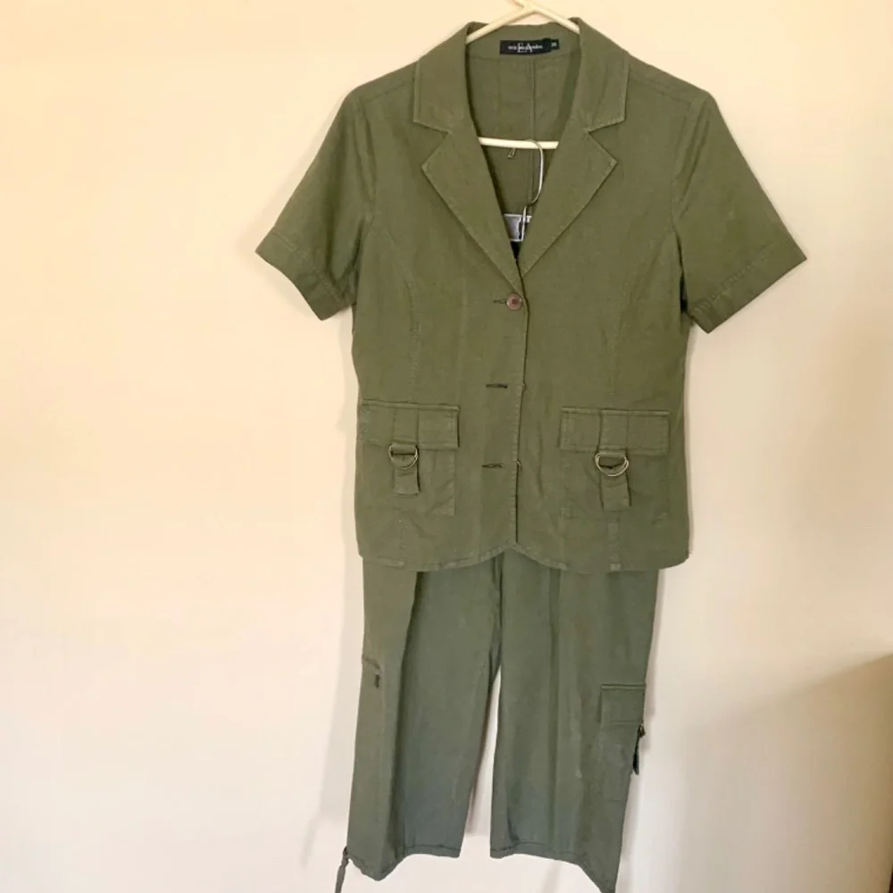Vintage 2-piece green utility/safari-style pant set by Eric Alexandre  38/M